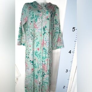 Miss Elaine Relax Green Floral Full Zip Nightgown‎ Robe PS